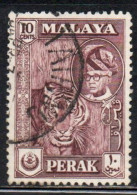 MALAYA PERAK MALESIA 1957 1961 PORTRAIT OF SULTAN YUSSUF IZZUDIN SHAH TIGER 10c USED USATO OBLITERE' - Perak