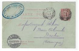 AIX En PROVENCE 10c Carte Postale "avec Réponse" Volet Aller Seul Mill 513 Dest Allemagne Dresde Ob 1905 Yv 129-CPR1 - Standaardpostkaarten En TSC (Voor 1995)