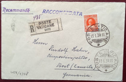 Sa.11 1929 2,50L 1930 Lettera Rara (Vatican Rare Single Franking First Issue Cover, Vaticano Italia Italy - Storia Postale