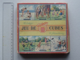 JEU DE CUBES ANCIEN EN CARTON "A LA POM D'OR": 6 Puzzles Football Cyclisme Ronde Plage Neige- Cube "démontable" FOUILLON - Other & Unclassified