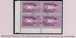 Ireland 1961 Saint Patrick 8d Purple Corner Block Of 4 Fine Used Cds - Oblitérés
