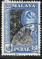 MALAYA PERAK MALESIA 1957 1961 PORTRAIT OF SULTAN YUSSUF IZZUDIN SHAH ABORIGINES WITH BLOWPIPES 50c USED USATO OBLITERE' - Perak