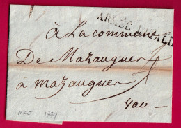 ARMEE ITALIE TEXTE DE NICE ALPES MARITIMES 1794 POUR MAZAUGUES VAR LETTRE - Army Postmarks (before 1900)