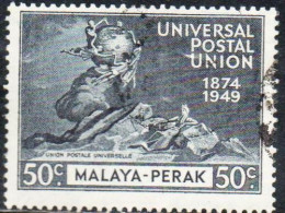 MALAYA PERAK MALESIA 1949 UPU 50c USED USATO OBLITERE' - Perak