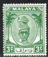 MALAYA PERAK MALESIA 1950 SULTAN YUSSUF IZZUDIN SHAH 3c MH - Perak