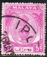 MALAYA PERAK MALESIA 1952 1955 SULTAN YUSSUF IZZUDIN SHAH 5c USED USATO OBLITERE' - Perak