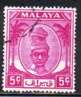 MALAYA PERAK MALESIA 1952 1955 SULTAN YUSSUF IZZUDIN SHAH 5c USED USATO OBLITERE' - Perak