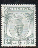 MALAYA PERAK MALESIA 1950 SULTAN YUSSUF IZZUDIN SHAH 6c USED USATO OBLITERE' - Perak