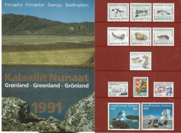 Greenland 1991 Full Yearset, Mi 211-222 Seals ..., MNH(**) - Unused Stamps