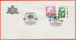 SAN MARINO - 1984 - Pre Olimpica + Lavoisier + Annullo XXIII Olimpiade Los Angeles - Ufficio Filatelico Di Stato - Storia Postale