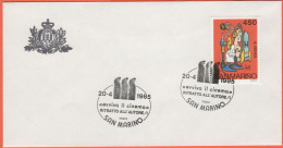 SAN MARINO - 1985 - 450 Scuola E Filatelia-La Scienza + Annullo "Evviva Il Cinema" Ritratto All'Autore - Ufficio Filatel - Storia Postale