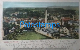 206103 SWITZERLAND GRUSS AUS CHAM VIEW PARTIAL YEAR 1903 CANCEL AMBULANT POSTAL POSTCARD - Cham