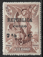 Portuguese Congo – 1913 Sea Way To India 7 1/2 C. Over 12 Avos On Macau Stamp - Congo Portoghese