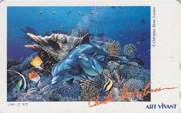 TC JAPON / 110-011 / Série Peinture RIESE LASSEN - ANIMAL DAUPHIN & Poisson Corail - DOLPHIN JAPAN Pc  BE 04 B - Dolphins