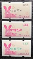 Complete 3 Colors ATM Frama Stamp-Taiwan 2023 Year Auspicious Hare Rabbit New Year Unusual - Nuovi