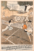 Illustration René Pellos (Les Sports) Tennis (Une Place Pour Chaque Joueur!) Carte N° 16 Non Circulée - Pellos