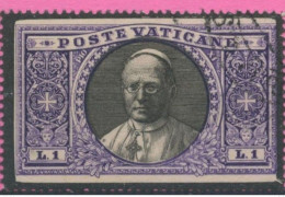 Vaticano - 1939 - Raro Esemplare Della Serie Giardini E Medaglioni Del 1933  Lire 1 Listato A Lutto - Variétés & Curiosités