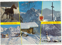 Wintergrüsse Aus St-Ulrich A. P., Tirol - U.a. Sesselbahn, Pferd, Keuz - (Österreich, Austria) - 1974 - St. Ulrich Am Pillersee