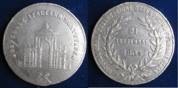 Uruguay, Médaille En étain , Pose De 1er Pierre De L'hôpital Italien De Montevideo 1884  - Altri & Non Classificati