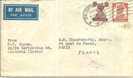 India > 1947-49 Dominion  Luchtpostbrief Met 2 Postzegels Calcutta 13-sep-1950 (10824) - Brieven En Documenten