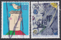 Japon 1993 2077-78 ° Droits De L'Homme Dessins Graffitis - Usados
