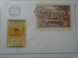 ZA443.27   Hungary  - FDC  Cover -  1992. Eurofilex 92. - Philatelic Exposition Budapest - Briefe U. Dokumente