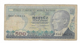 TURCHIA 500 TURK LIRASI 1970 - Turquie