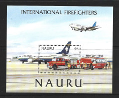 Nauru 1998 International Firefighters $5 Miniature Sheet MNH , 2 Small Marginal Surface Marks - Nauru