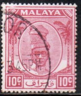 MALAYA PERAK MALESIA 1950 SULTAN YUSSUF IZZUDIN SHAH 10c USED USATO OBLITERE' - Perak