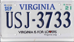 Plaque D' Immatriculation USA - State Virginia, USA License Plate - State Virginia, 30,5 X 15cm, Fine Condition - Number Plates