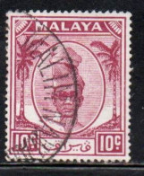 MALAYA PERAK MALESIA 1950 SULTAN YUSSUF IZZUDIN SHAH 10c USED USATO OBLITERE' - Perak