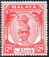 MALAYA PERAK MALESIA 1952 1955 SULTAN YUSSUF IZZUDIN SHAH 12c MNH - Perak