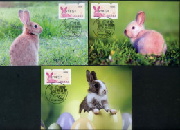 2023 Taiwan R.O.CHINA - ATM Frama -Maximum Card.- Bountiful Rabbit #084(black Imprint) 3 Pcs. - Vignette [ATM]