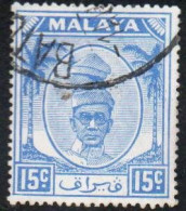 MALAYA PERAK MALESIA 1950 SULTAN YUSSUF IZZUDIN SHAH 15c USED USATO OBLITERE' - Perak