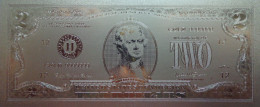 Billet Plaqué Or 24K USA  2 Dollars  Série 2003 NEUF - Autres - Amérique