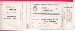 MODULO VAGLIA POSTALE C.10 (CAT. INT. 45/B) PRECOMPILATO M.V.S.N. LIRE 20 - NON VIAGGIATO - Strafport Voor Mandaten