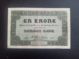 Norvège Billet 1 Krone 1917 - Noruega