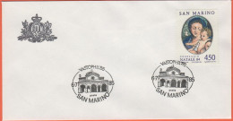 SAN MARINO - 1985 - 450 Correggio-Natale 1984 + Annullo Vastophil '85 - Ufficio Filatelico Di Stato - Lettres & Documents