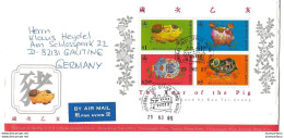 G 10 -  Enveloppe Envoyée De Hong Kong En Allemagne 1995 - Bloc "Year Of The Pig" - Briefe U. Dokumente