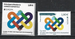 ANDORRA EUROPA 2023.  LA PAIX.  2 Timbres Neufs ** Correos + La Poste. - 2023