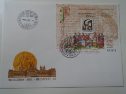 ZA443.42  Hungary  - FDC  Cover -  1996   Stamp Exhibition  69 Stampday  On FDC Mi.  B 235 - Lettres & Documents