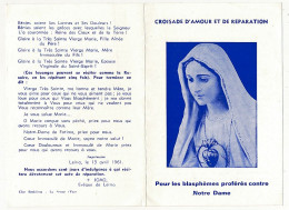 FRANCE - Petit Dépliant "Croisade D'amour Et De Réparation - Pour Les Blasphèmes Proférés Contre Notre Dame" FATIMA 1961 - Non Classés