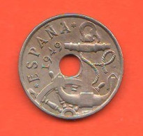 Spagna 50 Centimos 1949  (1953 In The Star ) Spain España Nickel Coin - 50 Centesimi