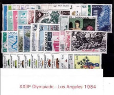 MONACO - 1984 - ANNEE COMPLETE ** MNH AVEC POSTE AERIENNE + BLOCS - COTE YVERT = 133 EUR. - 49 TIMBRES + 2 BLOCS - Komplette Jahrgänge