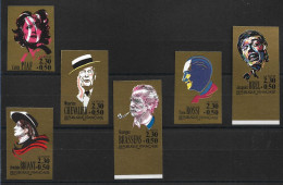 France 1990 N°2649/54** Non Dentelés. Piaf, Brel, Rossi, Chevalier, Brassens, Bruant. Voir Description. Cote 120€. - 1981-1990