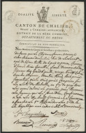 1794 CERTIFICAT DE NON REBELLION DU COMITE REVOLUTIONNAIRE DE SURVEILLANCE DU CANTON DE CHALIER DE LYON - Historische Dokumente