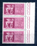 Repubblica Varietà - Espresso 75 Lire Striscia Trasversale MNH ** - Varietà E Curiosità