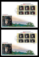 LIBERIA 2023 FDC SHEET (REGULAR & OVERPRINT) PANDEMIC COVID-19 MONKEY MONKEYS APE APES CHIMPANZEE CHIMPANZE - Chimpansees