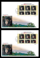 LIBERIA 2023 FDC IMPERF (REGULAR & OVERPRINT) PANDEMIC COVID-19 MONKEY MONKEYS APE APES CHIMPANZEE CHIMPANZE - Chimpancés