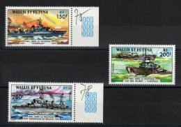 Wallis & Futuna - YV 210 à 212 N** MNH Luxe Complète , Navires De Guerre FFL Pacifique , Cote 51,50 Euros - Unused Stamps